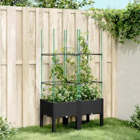 Planter with trellis PP black 80x40x142.5 cm by , Pots and planters - Ref: Foro24-367953, Price: 50,00 €, Discount: %