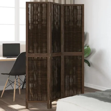 Dark brown paulownia wood 3-panel separator screen by , Room dividers - Ref: Foro24-358654, Price: 85,66 €, Discount: %