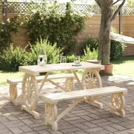 Garten-Essgruppe 3-teilig aus massivem Tannenholz von , Gartensets - Ref: Foro24-3207137, Preis: 320,80 €, Rabatt: %