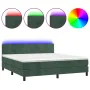 Boxspringbett mit Matratze und LED-Samt in Dunkelgrün, 180 x 200 cm von , Betten und Lattenroste - Ref: Foro24-3134300, Preis...