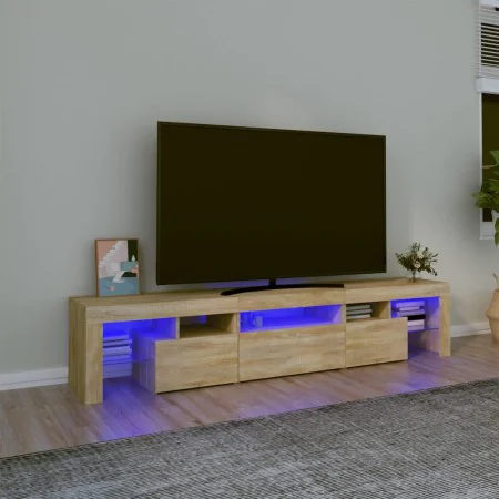 TV cabinet with LED lights Sonoma oak 200x36.5x40 cm by , TV Furniture - Ref: Foro24-3152812, Price: 140,90 €, Discount: %