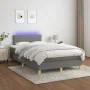 Box spring bed with mattress and LED dark brown fabric 120x190 cm by , Beds and slatted bases - Ref: Foro24-3270096, Price: 3...