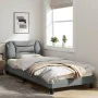 Light gray fabric bed frame with headboard 90x190 cm by , Beds and slatted bases - Ref: Foro24-3207737, Price: 154,02 €, Disc...