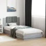 Sonoma gray engineered wood bed with headboard 100x200 cm by , Beds and slatted bases - Ref: Foro24-3209938, Price: 168,47 €,...