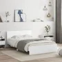 Bed frame with headboard and white LED lights 135x190 cm by , Beds and slatted bases - Ref: Foro24-3207630, Price: 147,57 €, ...