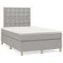 Box spring bed with mattress and LED light gray fabric 120x190 cm by , Beds and slatted bases - Ref: Foro24-3270274, Price: 4...