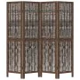 Dark brown paulownia wood 4-panel dividing screen by , Room dividers - Ref: Foro24-358657, Price: 91,62 €, Discount: %