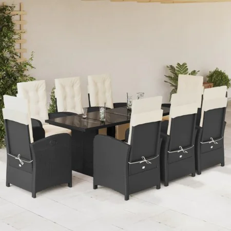 9-piece garden dining set and black synthetic rattan cushions by , Garden sets - Ref: Foro24-3212487, Price: 1,00 €, Discount: %