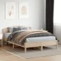 Bed frame with solid pine wood headboard 120x200 cm by , Beds and slatted bases - Ref: Foro24-3207213, Price: 146,56 €, Disco...