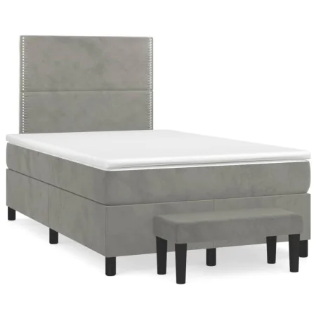 Box spring bed with light gray velvet mattress 120x190 cm by , Beds and slatted bases - Ref: Foro24-3270463, Price: 435,19 €,...