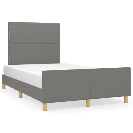 Bed frame with headboard dark gray fabric 120x190 cm by , Beds and slatted bases - Ref: Foro24-3270507, Price: 165,00 €, Disc...