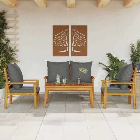 4-piece garden furniture set with solid acacia wood cushions by , Garden sets - Ref: Foro24-3211796, Price: 383,50 €, Discoun...