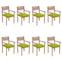 Stackable garden chairs 8 units teak wood with cushions by , Garden chairs - Ref: Foro24-3072626, Price: 665,62 €, Discount: %