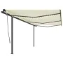 Manual retractable awning with cream poles 6x3 m by , Awnings - Ref: Foro24-3070202, Price: 736,47 €, Discount: %