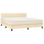 Boxspringbett-Matratze und LED-Leuchten, cremefarbener Stoff, 180 x 200 cm von , Betten und Lattenroste - Ref: Foro24-3133258...