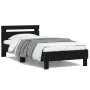 Bed frame with black engineered wood headboard 100x200 cm by , Beds and slatted bases - Ref: Foro24-838527, Price: 90,33 €, D...