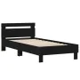 Bed frame with black engineered wood headboard 100x200 cm by , Beds and slatted bases - Ref: Foro24-838527, Price: 90,33 €, D...