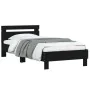 Bed frame with black engineered wood headboard 100x200 cm by , Beds and slatted bases - Ref: Foro24-838527, Price: 90,33 €, D...