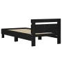 Bed frame with black engineered wood headboard 100x200 cm by , Beds and slatted bases - Ref: Foro24-838527, Price: 90,33 €, D...