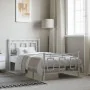 Metal bed frame with headboard and footboard white 90x190 cm by , Beds and slatted bases - Ref: Foro24-374300, Price: 84,59 €...