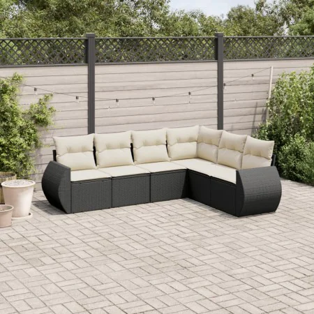 6-teiliges Gartensofa-Set und schwarze synthetische Rattankissen von , Gartensets - Ref: Foro24-3253743, Preis: 409,84 €, Rab...