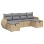 Gartensofa-Set mit beigem Kissenmix, 6-teilig, PE-Rattan von , Gartensets - Ref: Foro24-3264165, Preis: 409,96 €, Rabatt: %