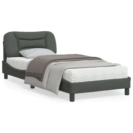 Estructura de cama con cabecero de tela gris oscuro 80x200 cm de , Camas y somieres - Ref: Foro24-3207731, Precio: 149,18 €, ...