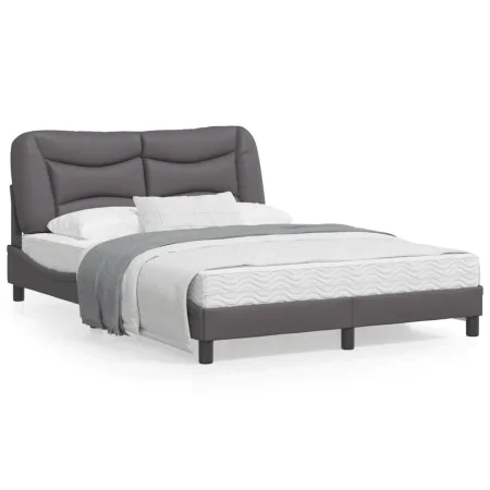 Bed frame with headboard gray synthetic leather 140x190 cm by , Beds and slatted bases - Ref: Foro24-3207998, Price: 227,64 €...