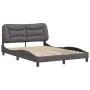 Bed frame with headboard gray synthetic leather 140x190 cm by , Beds and slatted bases - Ref: Foro24-3207998, Price: 227,64 €...