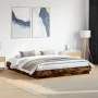 Bed frame with LED lights smoked oak 180x200 cm by , Beds and slatted bases - Ref: Foro24-3209776, Price: 181,74 €, Discount: %