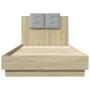 Bed frame headboard LED lights Sonoma oak 90x200 cm by , Beds and slatted bases - Ref: Foro24-3210033, Price: 167,20 €, Disco...