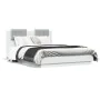 Bed frame with headboard and white LED lights 140x190 cm by , Beds and slatted bases - Ref: Foro24-3210038, Price: 195,12 €, ...