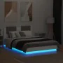 Bed frame with headboard and white LED lights 140x190 cm by , Beds and slatted bases - Ref: Foro24-3210038, Price: 195,12 €, ...