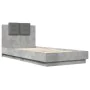 Concrete gray LED lights headboard bed frame 100x200 cm by , Beds and slatted bases - Ref: Foro24-3210027, Price: 174,57 €, D...