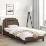 Bed frame with LED lights brown synthetic leather 90x200 cm by , Beds and slatted bases - Ref: Foro24-3213996, Price: 167,86 ...