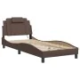 Bed frame with LED lights brown synthetic leather 90x200 cm by , Beds and slatted bases - Ref: Foro24-3213996, Price: 167,86 ...