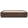 Bed frame with LED lights brown oak wood 200x200 cm by , Beds and slatted bases - Ref: Foro24-3209589, Price: 204,08 €, Disco...