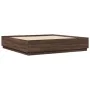 Bed frame with LED lights brown oak wood 200x200 cm by , Beds and slatted bases - Ref: Foro24-3209589, Price: 204,08 €, Disco...