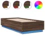 Bed frame with LED lights oak brown wood 100x200 cm by , Beds and slatted bases - Ref: Foro24-3209631, Price: 145,31 €, Disco...