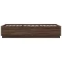 Bed frame with LED lights oak brown wood 100x200 cm by , Beds and slatted bases - Ref: Foro24-3209631, Price: 145,31 €, Disco...