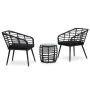 3-piece black synthetic rattan garden table and chairs set by vidaXL, Garden sets - Ref: Foro24-48579, Price: 220,85 €, Disco...