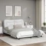 Bed frame with LED lights white synthetic leather 140x190 cm by , Beds and slatted bases - Ref: Foro24-3213928, Price: 248,11...