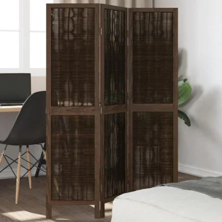 Dark brown paulownia wood 3-panel separator screen by , Room dividers - Ref: Foro24-358653, Price: 78,12 €, Discount: %