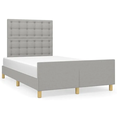 Bed frame with headboard light gray fabric 120x190 cm by , Beds and slatted bases - Ref: Foro24-3270541, Price: 165,35 €, Dis...