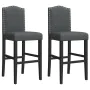 High stools 2 pcs solid rubber wood and fabric by vidaXL, Kitchen stools - Ref: Foro24-4006208, Price: 109,72 €, Discount: %