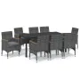 9-piece garden furniture set with gray synthetic rattan cushions by vidaXL, Garden sets - Ref: Foro24-3095032, Price: 751,18 ...