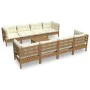 Garden furniture set 9 pieces and cushions solid pine wood by vidaXL, Garden sets - Ref: Foro24-3096169, Price: 838,43 €, Dis...