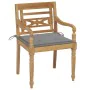 Batavia chairs 2 pcs solid teak with gray cushions by vidaXL, Garden chairs - Ref: Foro24-3062128, Price: 245,48 €, Discount: %