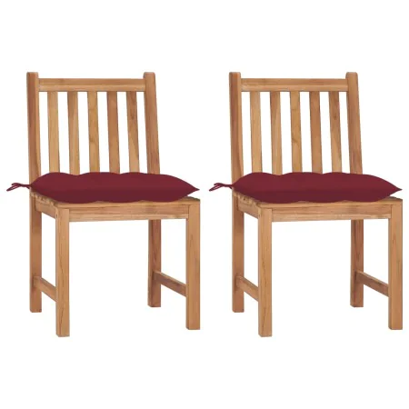 Garden chairs 2 units solid teak wood with cushions by vidaXL, Garden chairs - Ref: Foro24-3062940, Price: 214,39 €, Discount: %