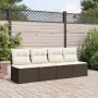 Garden sofa with cushions, 4 seats, synthetic brown rattan by vidaXL, Outdoor sofas - Ref: Foro24-366203, Price: 242,23 €, Di...